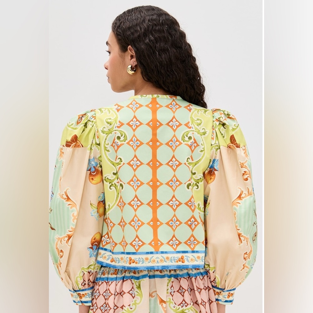 HUNTER BELL- Katie Top, Colorful Patterned Puff Sleeve Blouse - Picture 2 of 3